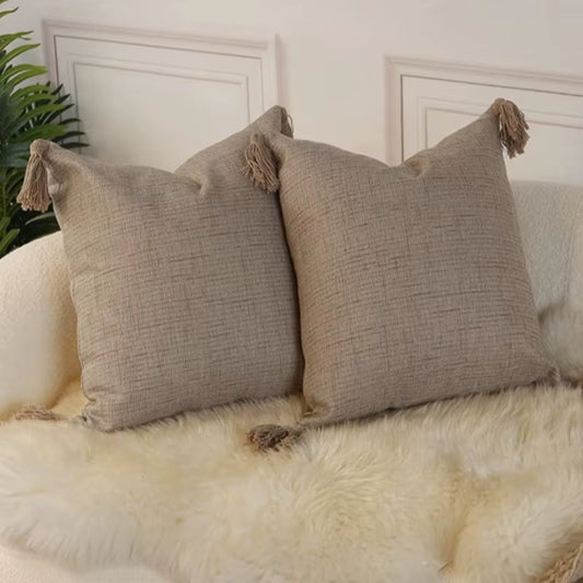 Textured Linen Pillow Cover – Neutral Decorative Cushion