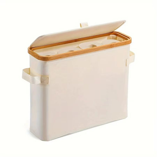 Bamboo Toilet Paper Storage Box – Enclosed Bathroom Organizer
