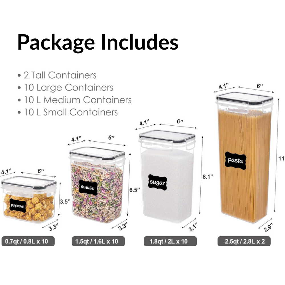 clear plastic airtight containers set with chalkboard labels