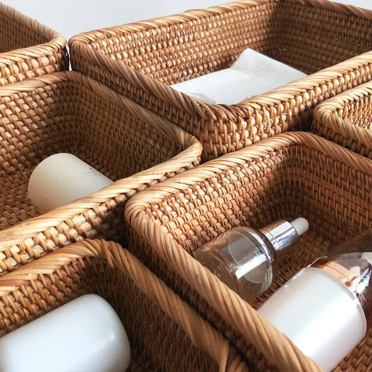 Hand-Woven Rattan Storage Baskets