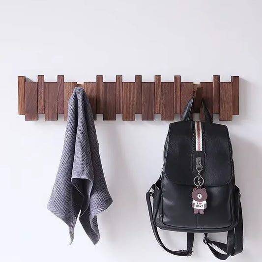 Wooden Wall Hooks – Flip-Down Coat Rack