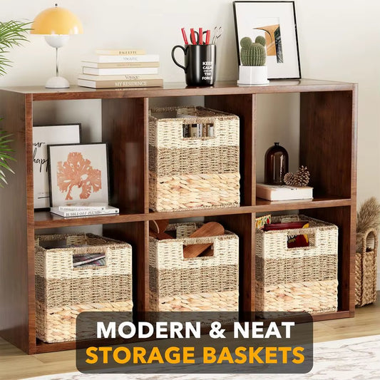 Woven Storage Baskets – 4-Pack Cube Organizers with Handles