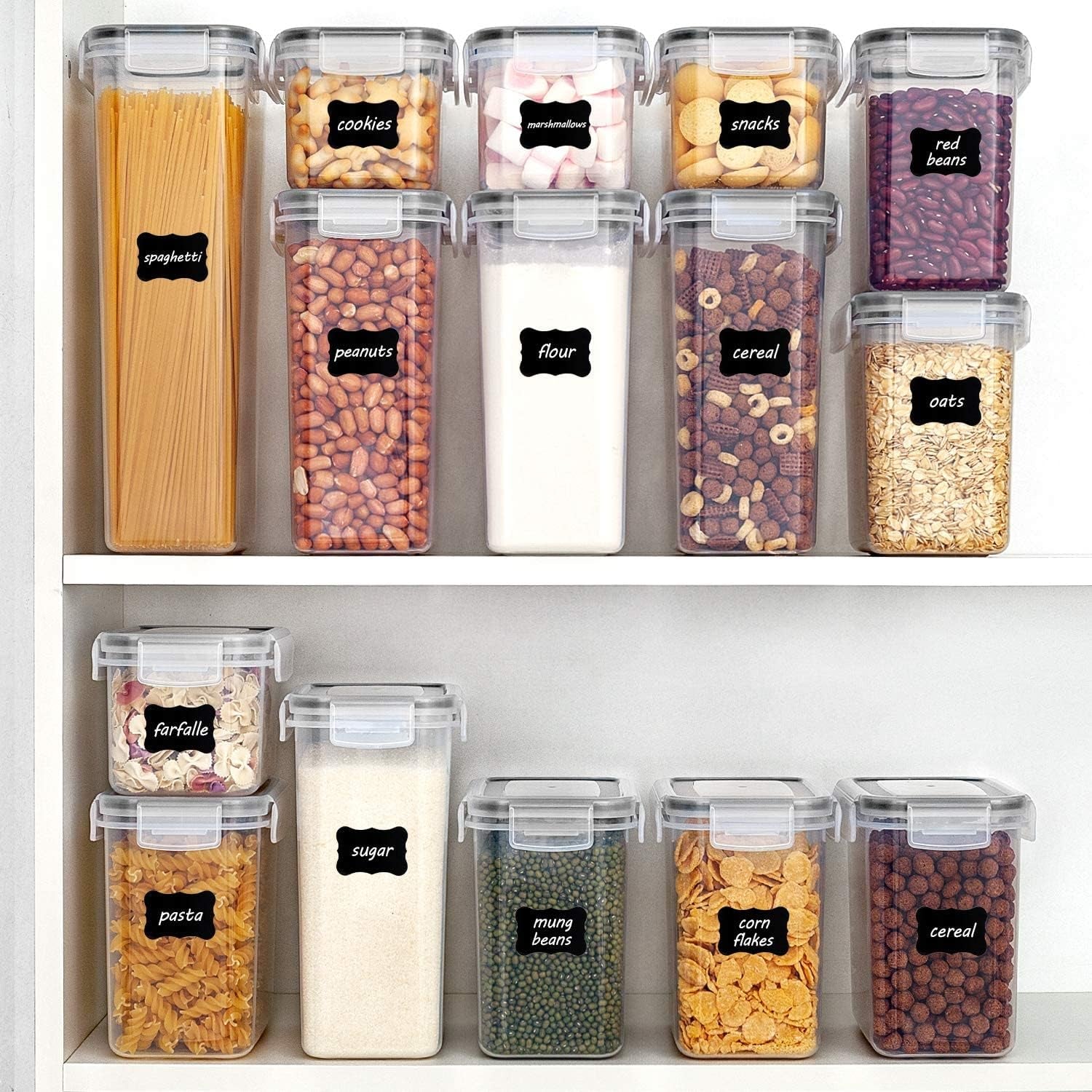 stackable bpa free containers for food kitchen storage set

pantry shelf organized with bpa free food storage containers