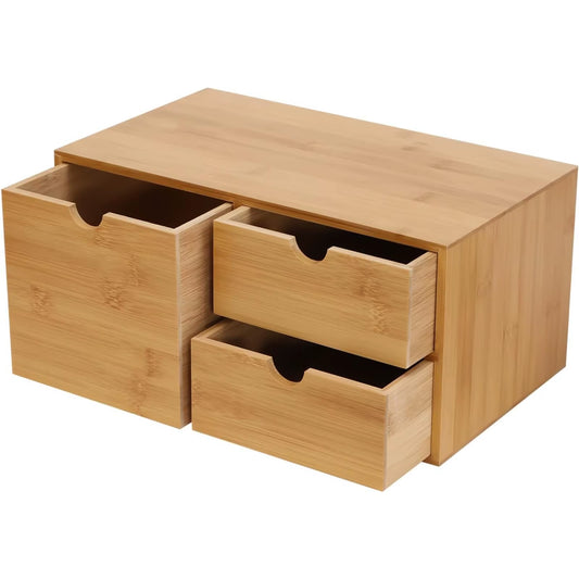 Bamboo Desktop Drawers – 3-Drawer Desk Organizer