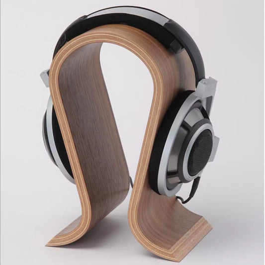 Walnut Headphone Stand – Curved Wood Desktop Holder